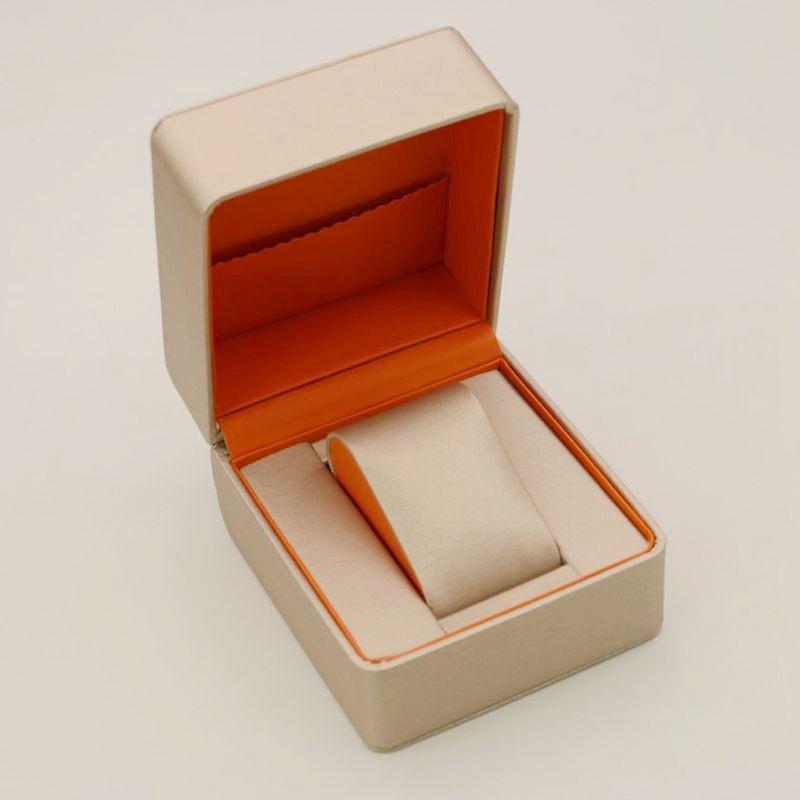 Rounded Corner PU Leather Single Watch Storage Box with Threaded Flip Cover
