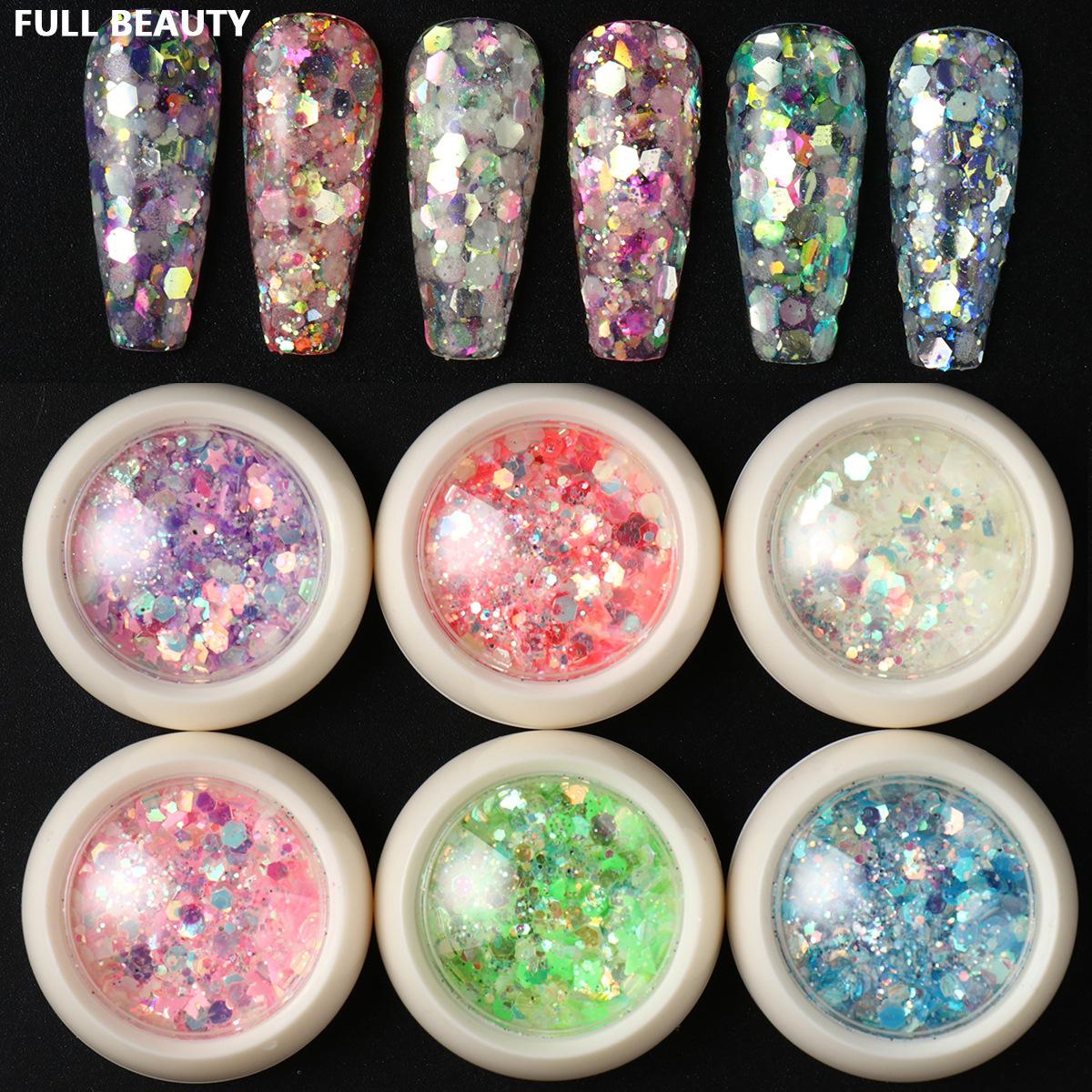 New 6-color luminous manicure glitter sequins hexagonal sequins butterfly manicure glitter