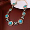 Bracelet rond fleuri européen et américain serti de diamants, boucles d'oreilles, collier, collier et ensemble de bijoux rétro pour femmes.