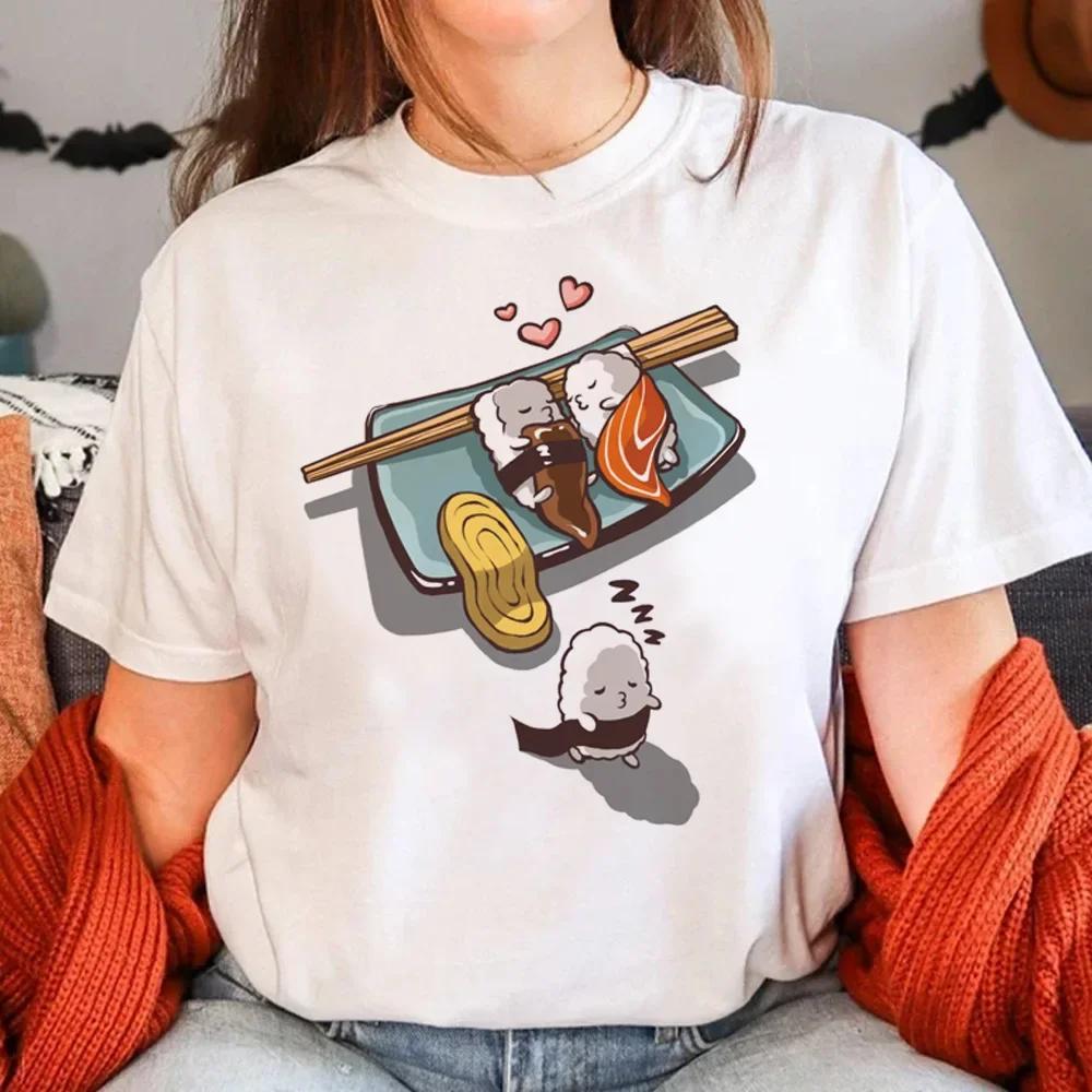 Sushi Tshirt Women Summer T-shirts Female Manga 2000s Clothing Graphic T Shirts Aesthetic Clothes Fashion Harajuku Personality