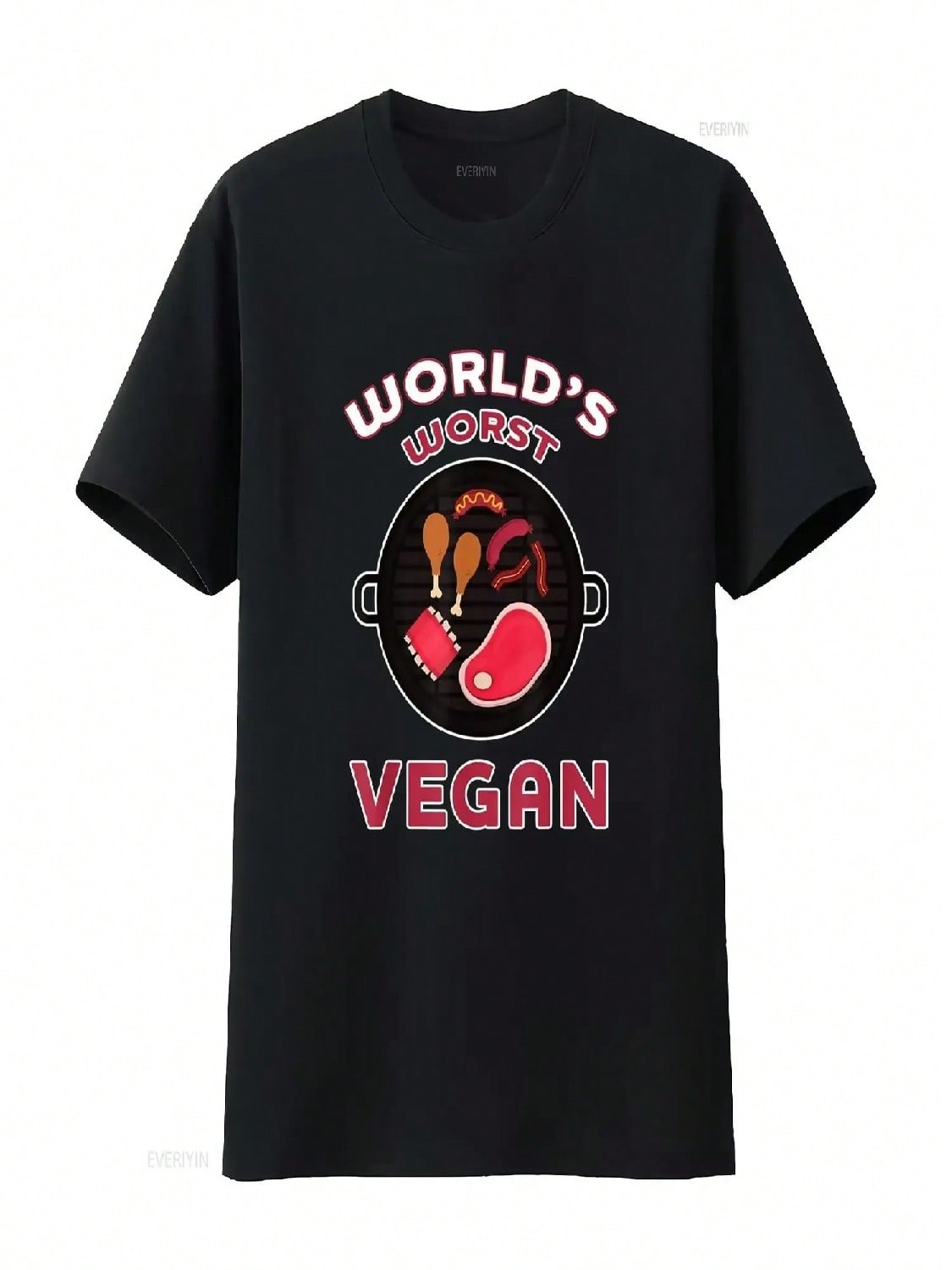 World S Worst Vegan T Shirt Meat BBQ Vintage Washed Soft Graphic Designer Clothes Homme Versatile Casual Unisex Fashion Stylish S разноцветный