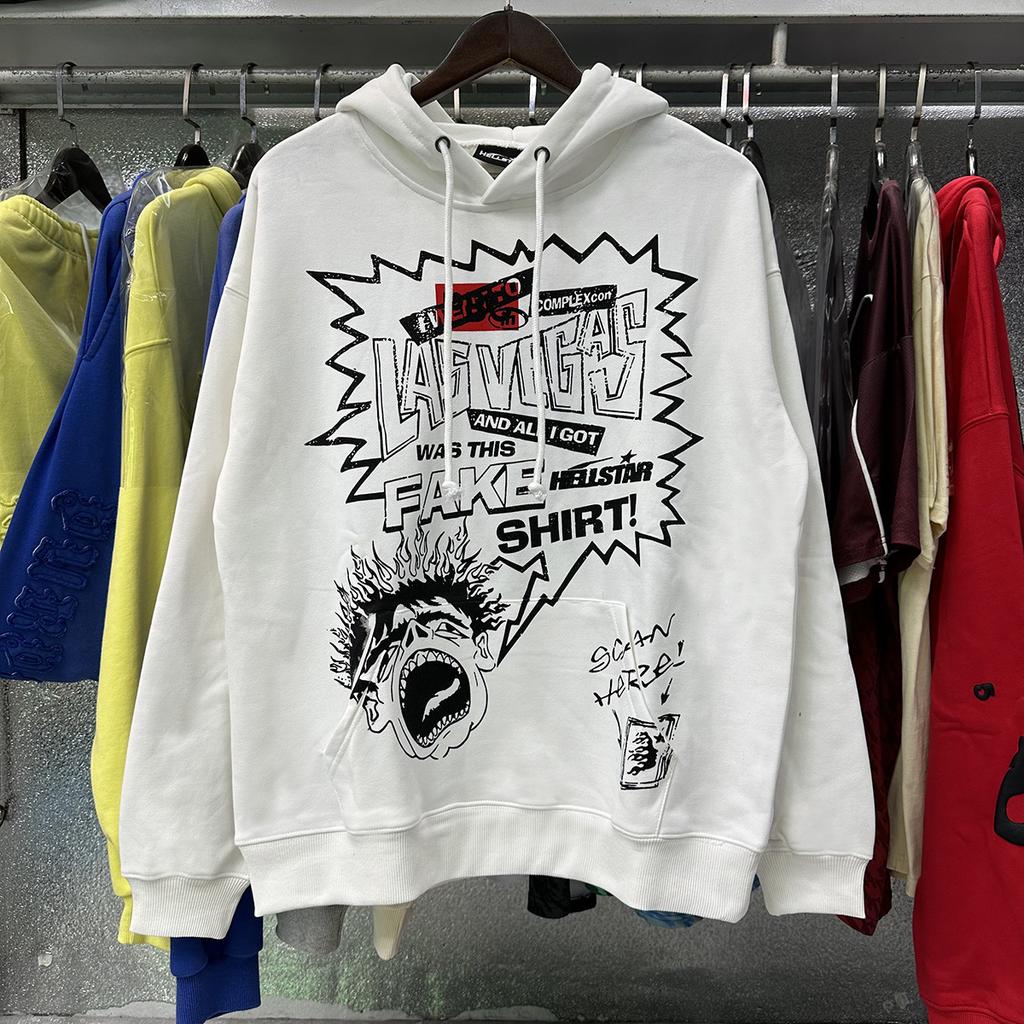 [Autumn and Winter Series] Fog High Street Washing Water Old Heavy Industry Head Printing Casual Sweater Couple Hoodie