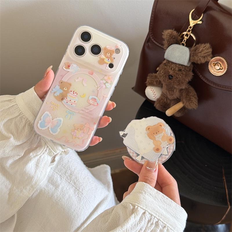 Blush Bear Magnetic Phone Case for iPhone 17/16 Pro Max/15/14 New Model