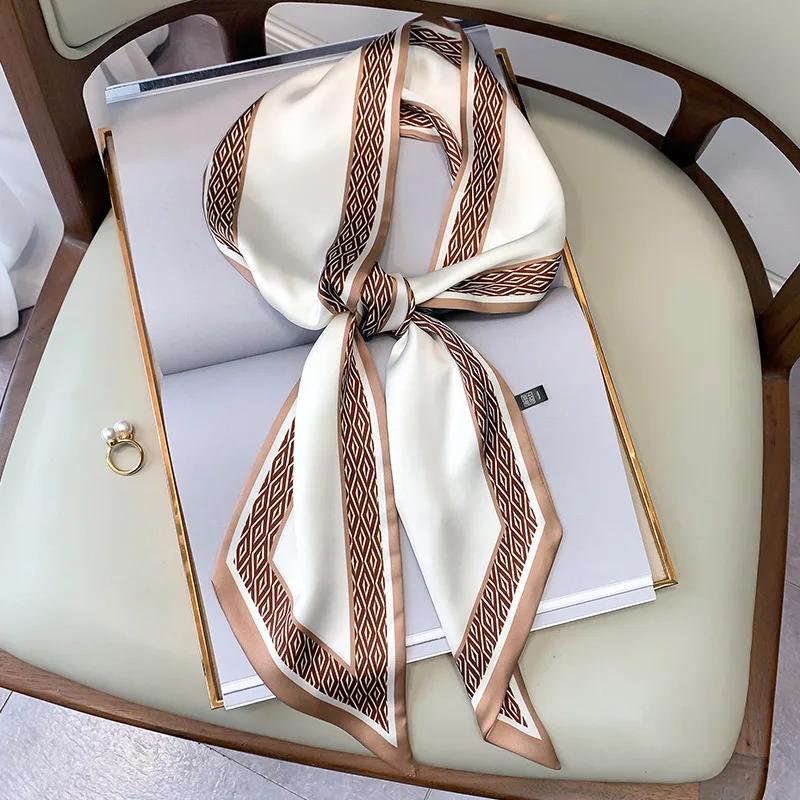 Long Silk Scarf Bag Tie Lady Neck Skinny Scarves Hairband Foulard Horse Print Brand Lady Neckerchief Ribbon  Spring New