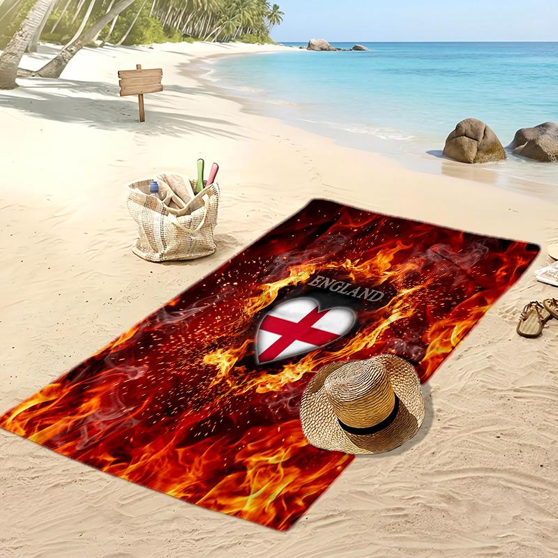 England Football Print Beach Towel Quick Dry Super Absorbent Soft Bath Towel for Swimming Beach Travel Fan Souvenir Gift