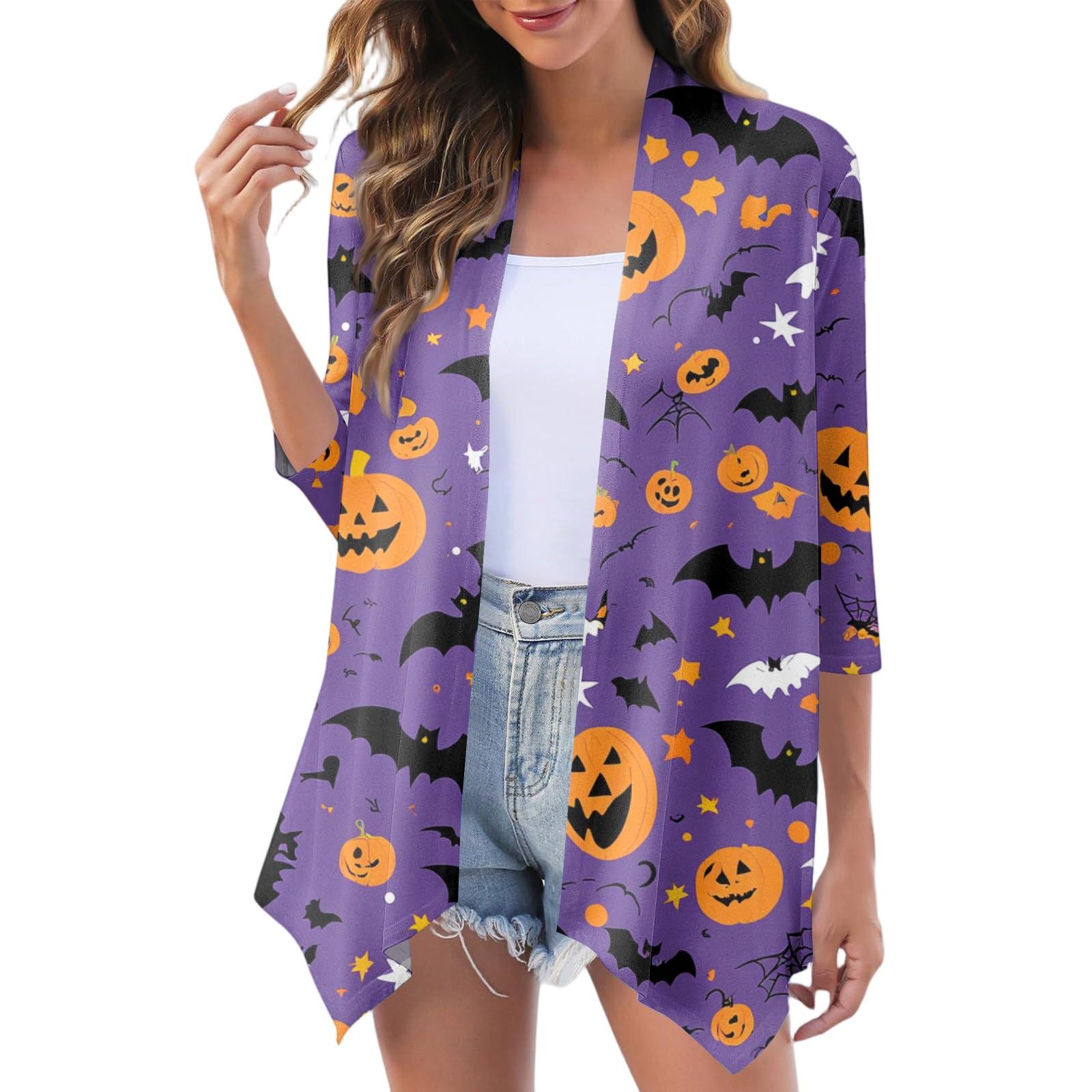 

Женский модный повседневный уютный кардиган-жакет на Хэллоуин XL фиолетовый