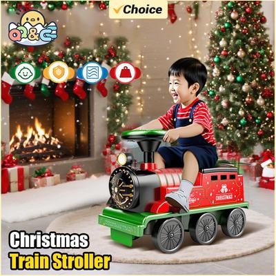 Ride-On Train with Track Children Toy Train with Lights Sounds and Storage Seat Riding Fun Toys for Kids Christmas Gifts