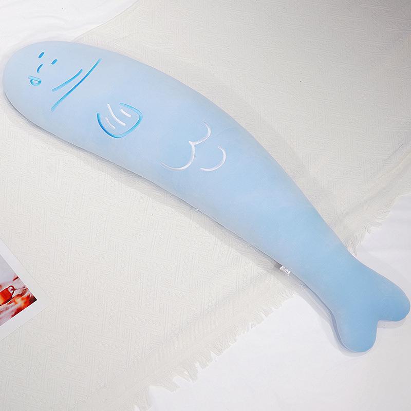 

Креативная кремовая длинная подушка-игрушка в виде рыбы, простая и мягкая длинная подушка в виде соленой рыбы, кукла для обнимания ногами во время сна на боку, подушка для беременных, съемная и моющаяся 80cm【0.45kg】 синий