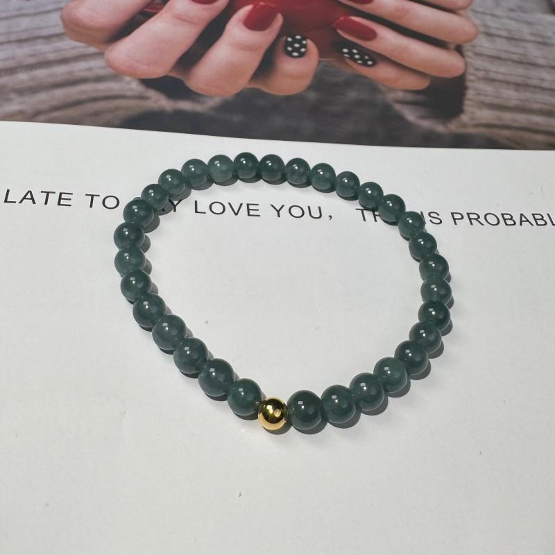 Womens Natural Jade Blue Water Bracelet Handmade Delicate Beaded Jewelry