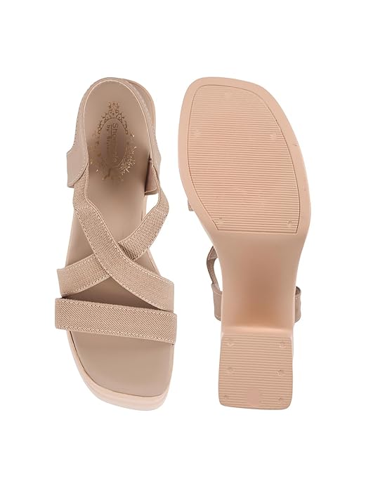 Shoetopia Sandals Stylish Comfortable Slip-On Slides Soft Cushion Block Heel|| Footbed, Anti-Slip Sole  Perfect for Daily Casual Footwear