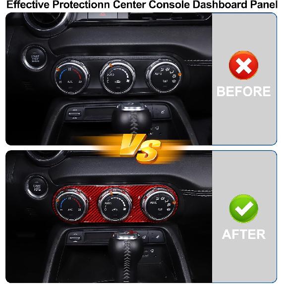 Center Dash AC Switch Cover Trim Frame Compatible with 2016-up Mazda MX-5 Miata Accessories,Carbon Fiber Style Air Conditioner Switch Panel Trim