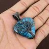 Natural Blue Apatite Gemstone Handmade Copper Wire Wrap Pendant 2.13" O4H70