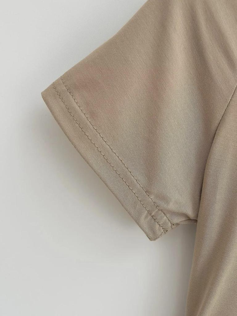 2024 American Women's Slim Fit Round Neck Short Sleeve Stretch T-Shirt