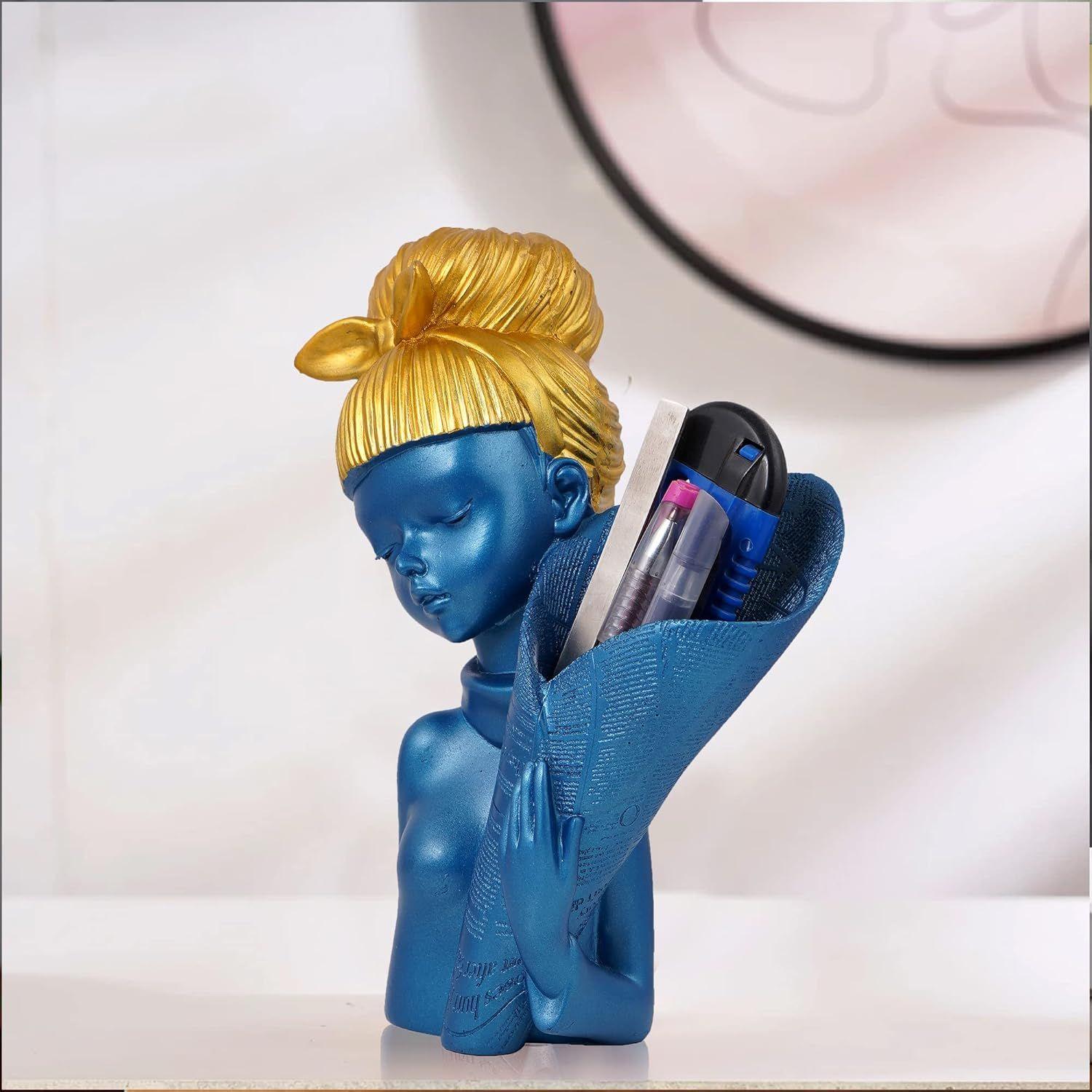 

Angel Girl Showpiece for Home Decor | Winged Fairy Statue for Shelves | Blue Resin Figurine, 3.94 Inch