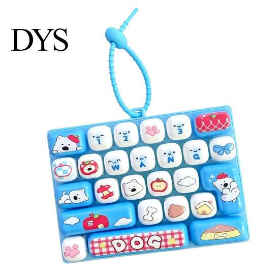 Portable Keyboard Key Pendant Mechanical Fidget Keychain Toy, 26 Tactile Analog Keys Decompression Switch Feel Stress Relief for Backpacks And Wallets