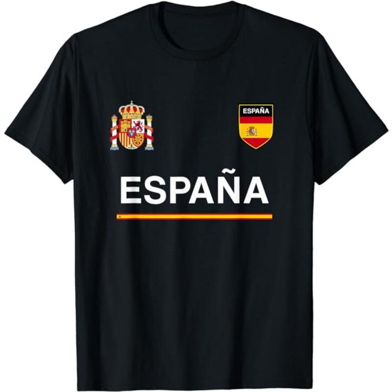 Spain Soccer Ball Spain Flag Jersey - Spanish Football Fan T-Shirt Spanish Flag Red España Graphic Tee Top Espana Support Outfit