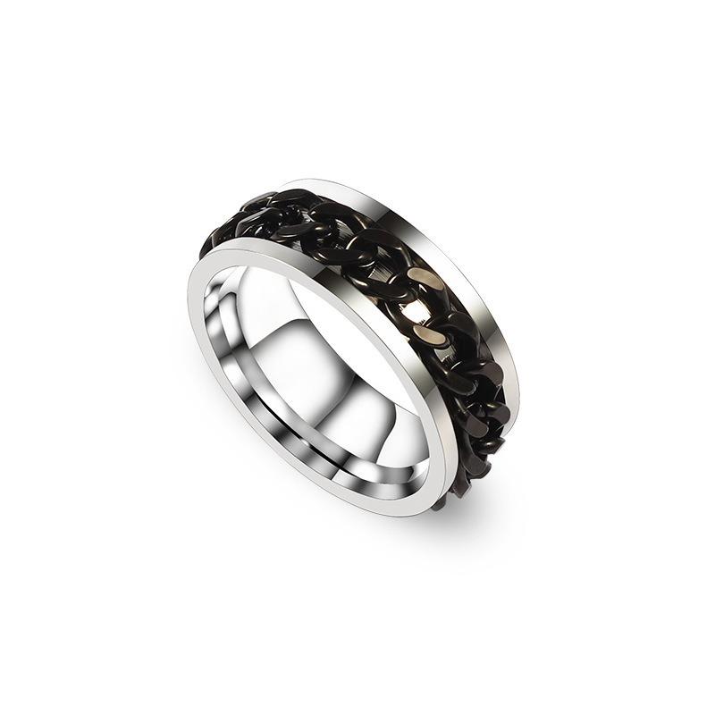 Titanium steel chain, rotating ring niche, stainless steel rotating chain, bottle opener trend bottle opening ring, male
