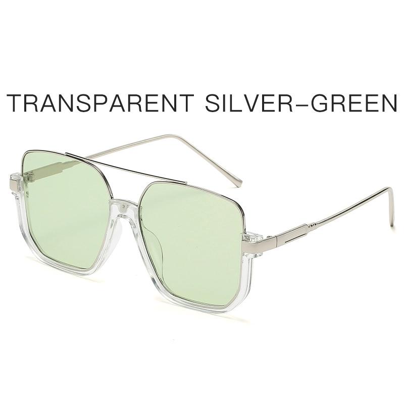Plain Double Beam Large Frame Anti Blue Glasses Half Frame Square Ladies' New Sunglasses For Street Shooting