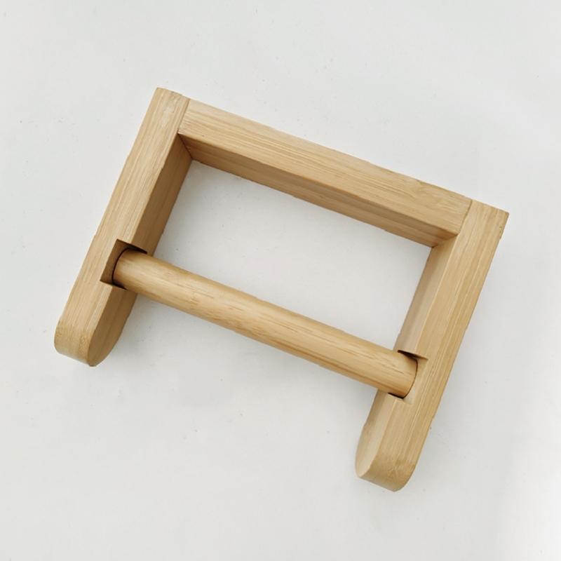 Wooden Tissue Roll Stand For Bathroom Office Durable Bamboos Construction Easy Holds 6Kg Stress Freely