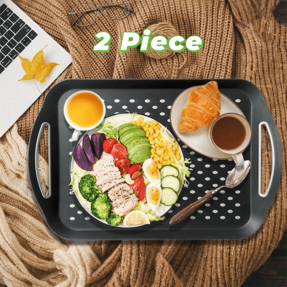 2PCS Anti-Slip Dot Food Serving Tray Rectangular Hotel Dinner Trays Afternoon Tea