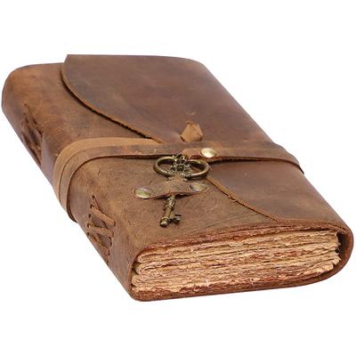 Starožitný ručně vyráběný kožený deník Vintage Antique Deckle Edge Sketchbook