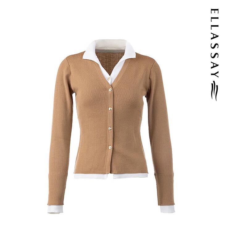 ELLASSAY Women's Faux Two-Piece Wool Knit Cardigan EWE333M01200