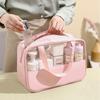 New PVC Makeup Bag - Semi-Transparent Waterproof Travel Toiletry Bag Large Capacity Pouch for Bathroom Essentials & on-the-Go