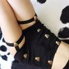 Club Punk Women Shorts Leopard Head Bandage Hollow Out High Waist Hot Pants