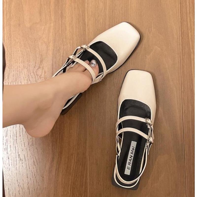 Fashion Summer Design Women Sandal Fashion Narrow Band Dress Square Heel Shoes Ladies Outdoor Patent Leather Mary Jane Shoes