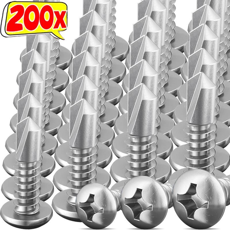 20-200Pcs Metal Self-Tapping Screws with Quick-Tapping Thread for Automotive Furniture No Pre-Drilling Needed Screws Fasteners