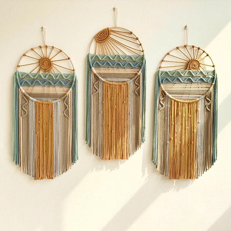 Macrame Sunrise Sunset Wall Hanging: Boho Beach Decor