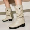 Women's low-heeled boots autumn and winter new European and American thick-heeled large-size Roman medium boots