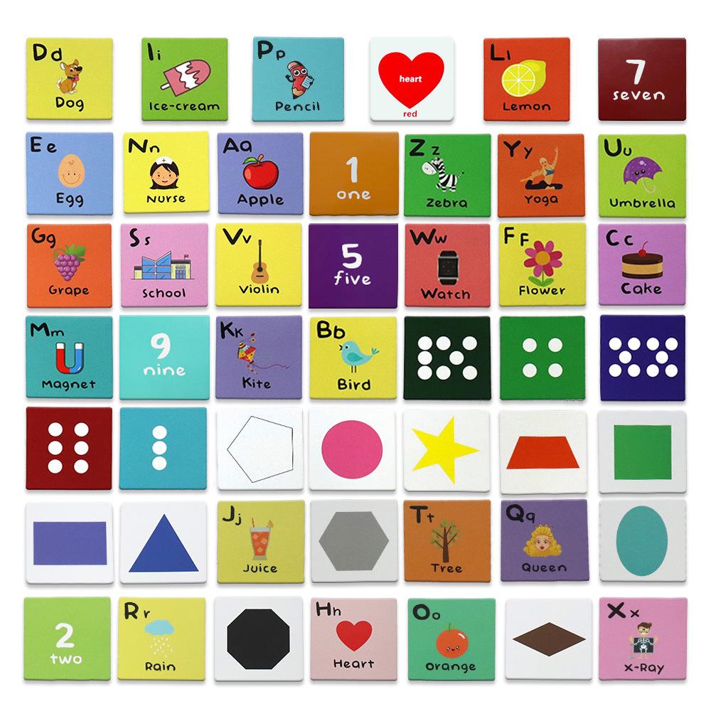 Educational 4-Piece Toy Set: Letter, Shape, Number Cards & Dice