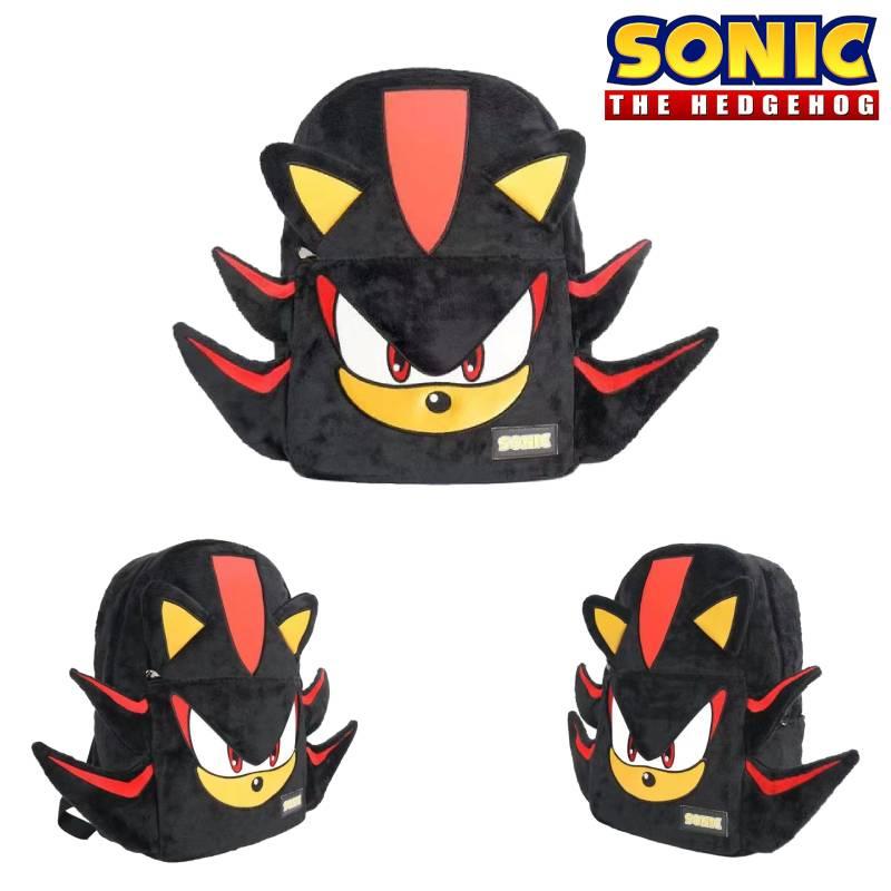 Wlags Handmade Sonic Shadow Black Backpack Plush Material Modern Cool Style