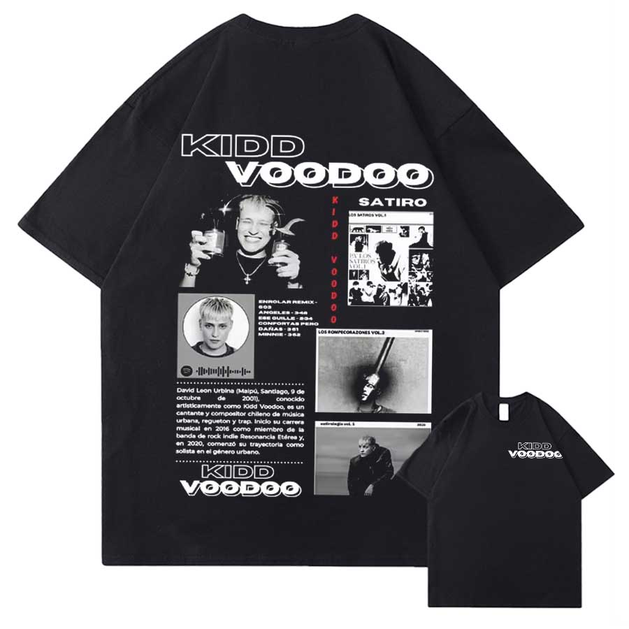 

Kidd Voodoo Satiro Tour 2025 Графическая футболка для мужчин и женщин Хип-хоп Уличная одежда Свободные топы 100% Хлопок Футболка 09282 S