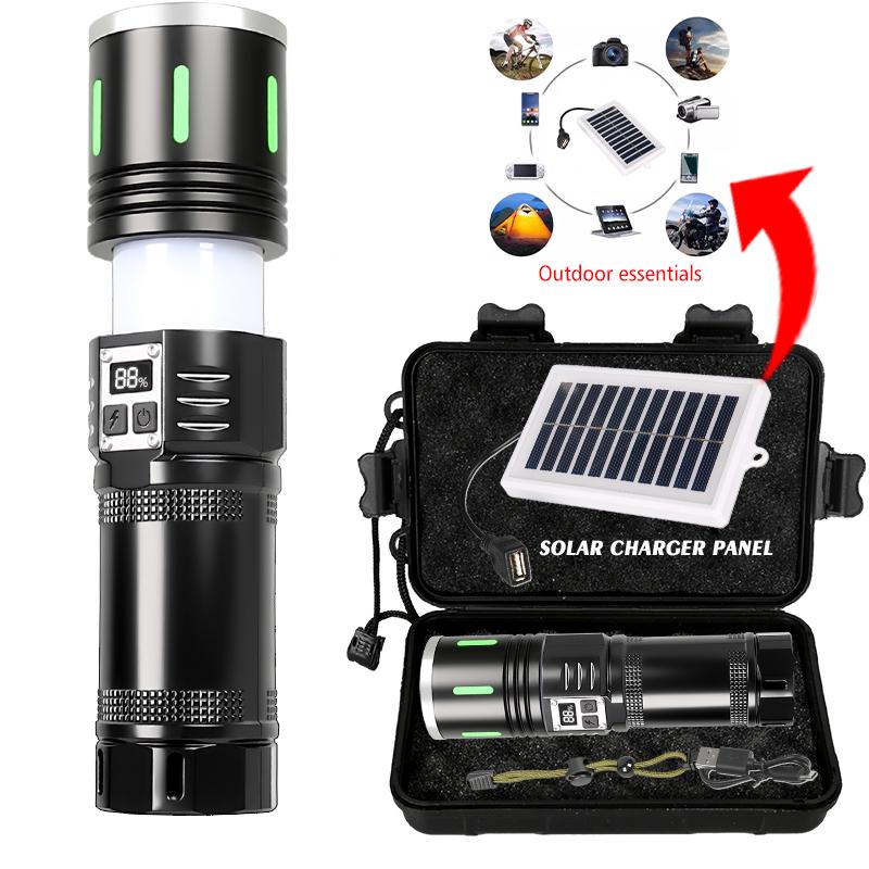 1000Lumens High Power LED Flashlight USB Rechargeable Tactical Light Built-in Battery Outdoor Camping Zoom Handheld Torch