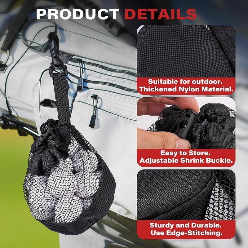 Portable Nylon Golf Ball Holder case with Drawstring Golf Ball Storage Bags Outdoor Golf Sports Accessory Gifts for Golf Lovers