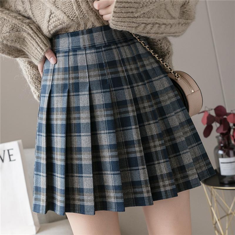 

Y2K Harajuku Tartan Female Skirt Sexy Plaid Pleated Skirts Fashion Mini Tennis Skorts Side Button Faldas High Waist Female XS сапфірове скло синього кольору кольору