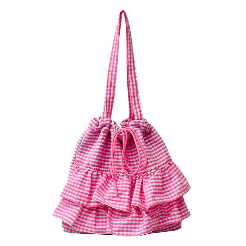 Fashion trendy large-capacity canvas bag women's 2025 new floral plaid tote bag shoulder women's bag