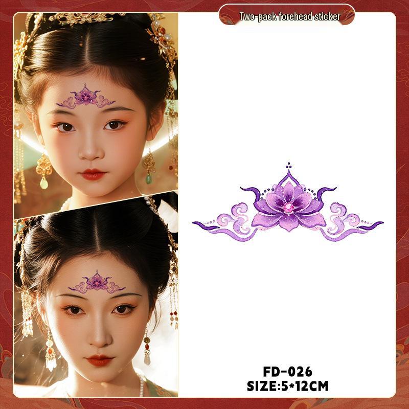 Dunhuang Glitter Face Stickers: Ancient Style Forehead & Eye Tattoos for Hanfu and Stage Performance