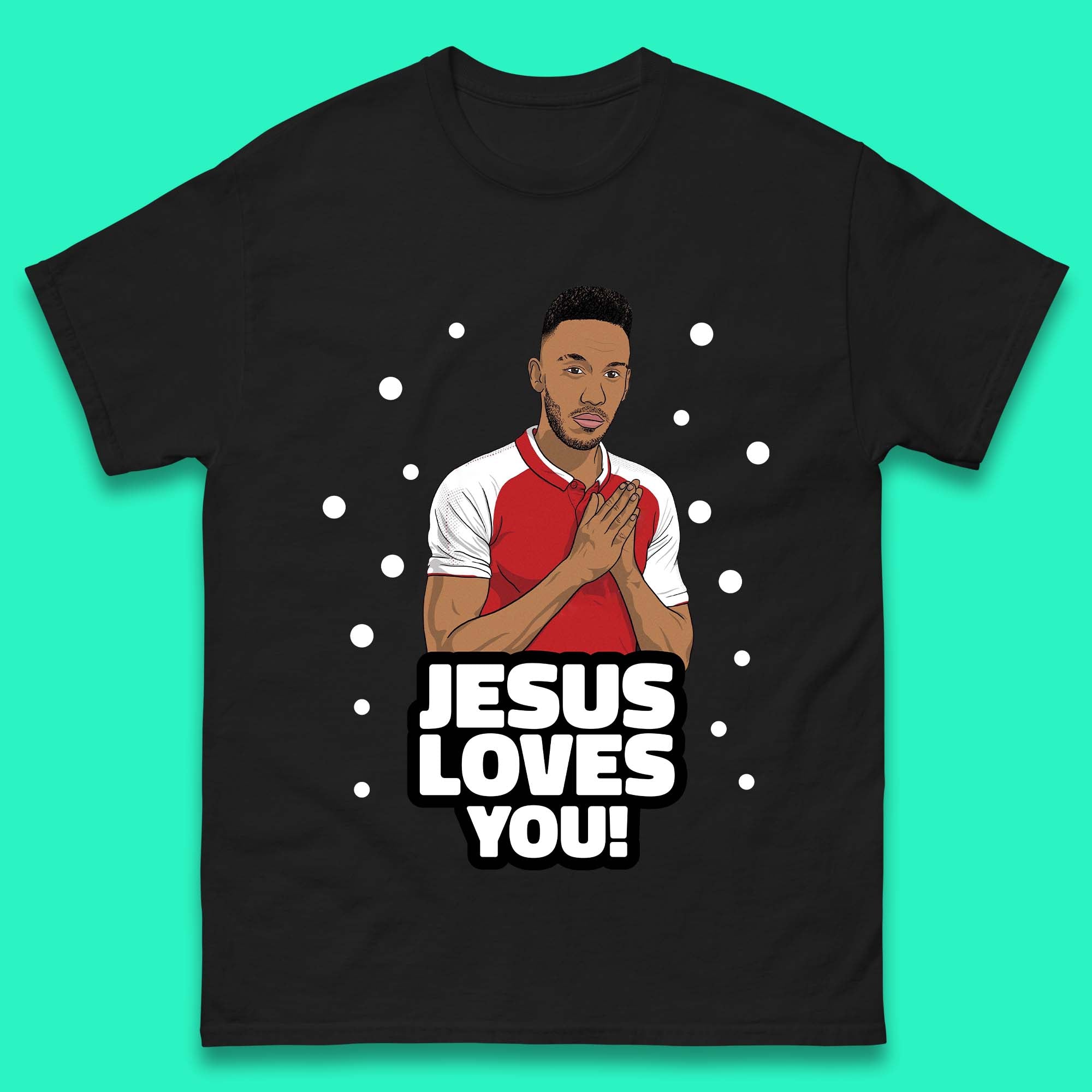 Jesus Loves You Footballer Christmas Mens T-Shirt Womens Tops Tees M