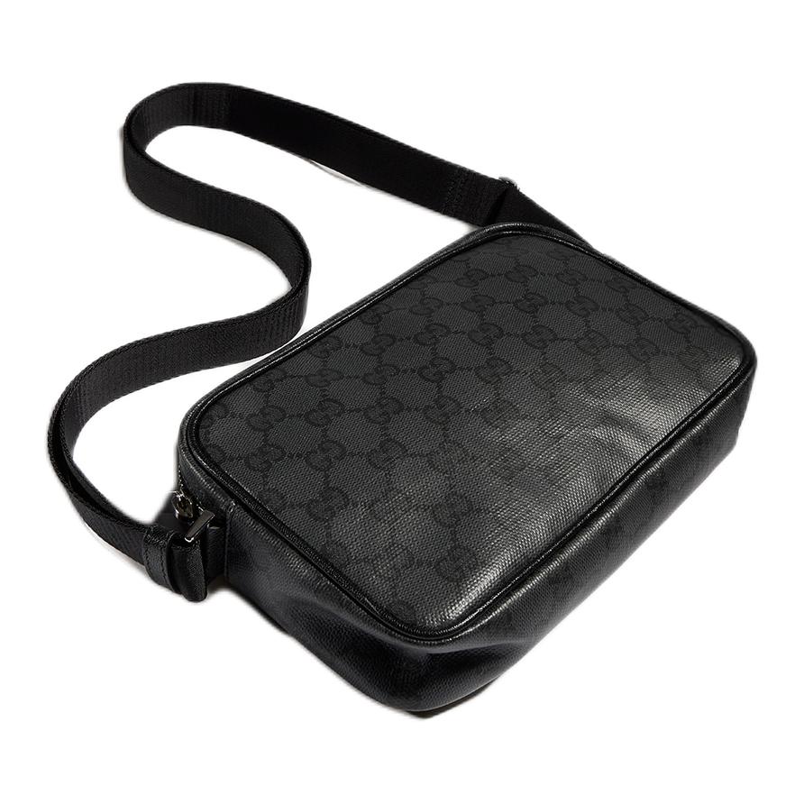 Gucci Essence Classic Series Adjustable Shoulder Strap Zipper Closure GG Coated Canvas Crossbody Bag Mini Men Crossbody Bag Black 876494-FAF9R-1000