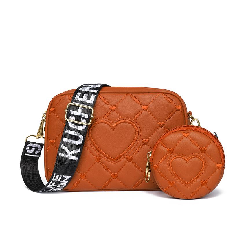 New Trendy Small Square Bag Broadband Two Piece Set Quilted Love Bag Mobile Phone Crossbody Women's Bag