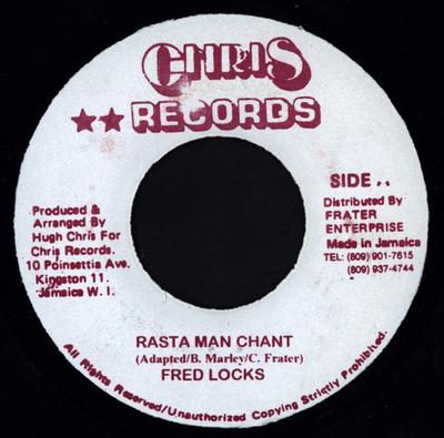 7inch Record FRED LOCKS  Rasta Man Chant NONE Chris Records 2000 Jamaica Reggae Ska  Dub Used