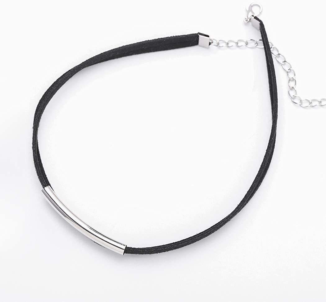

European and American hot-selling flannel double-layer short collar metal tube choker neck chain gothic black necklace women срібний