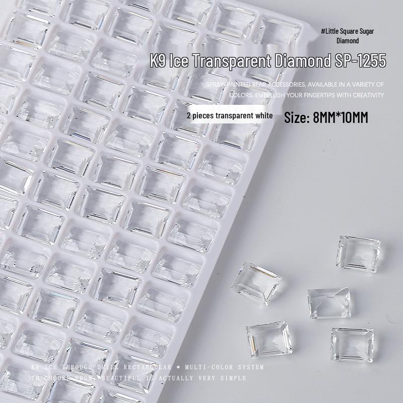 

Набор страз K9 для нейл-арта: Прозрачный леденец и прямоугольные стразы, овальный дизайн ледяного кубика сахара, украшения для DIY, 2 шт.
