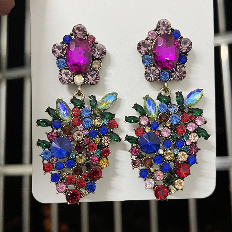 2022 New Products 16 Colors New Rhinestones Jewelry Statement Earrings Big Glass Drop Earrings for Women Fashion Accessories