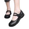 Mom Shoes Spring and Summer Soft Leather Soft Sole One-word Buckle Single Shoes Flat Sole Comfortable Middle-aged and Elderly Retro Shallow Mouth Lea