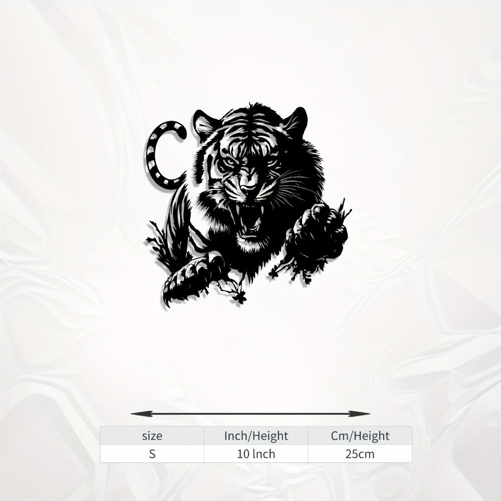 1pc Tiger Metal Wall Art, Animal Mural Sculpture, Rust Resistant for Living Room Garden Fence Decor, New Year Christmas Gift for Animal Lovers S/25CM/10Inch