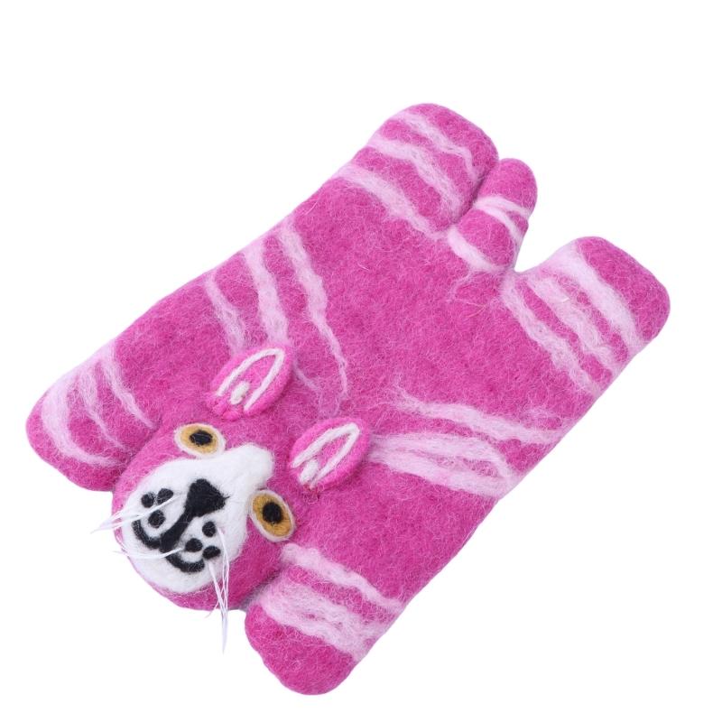 

Funny Animal Decor Coffee Table Decorations Drink Cup Holder Funny Cartoon Cat Coaster Wool Felt Dinging Table Cup Pad